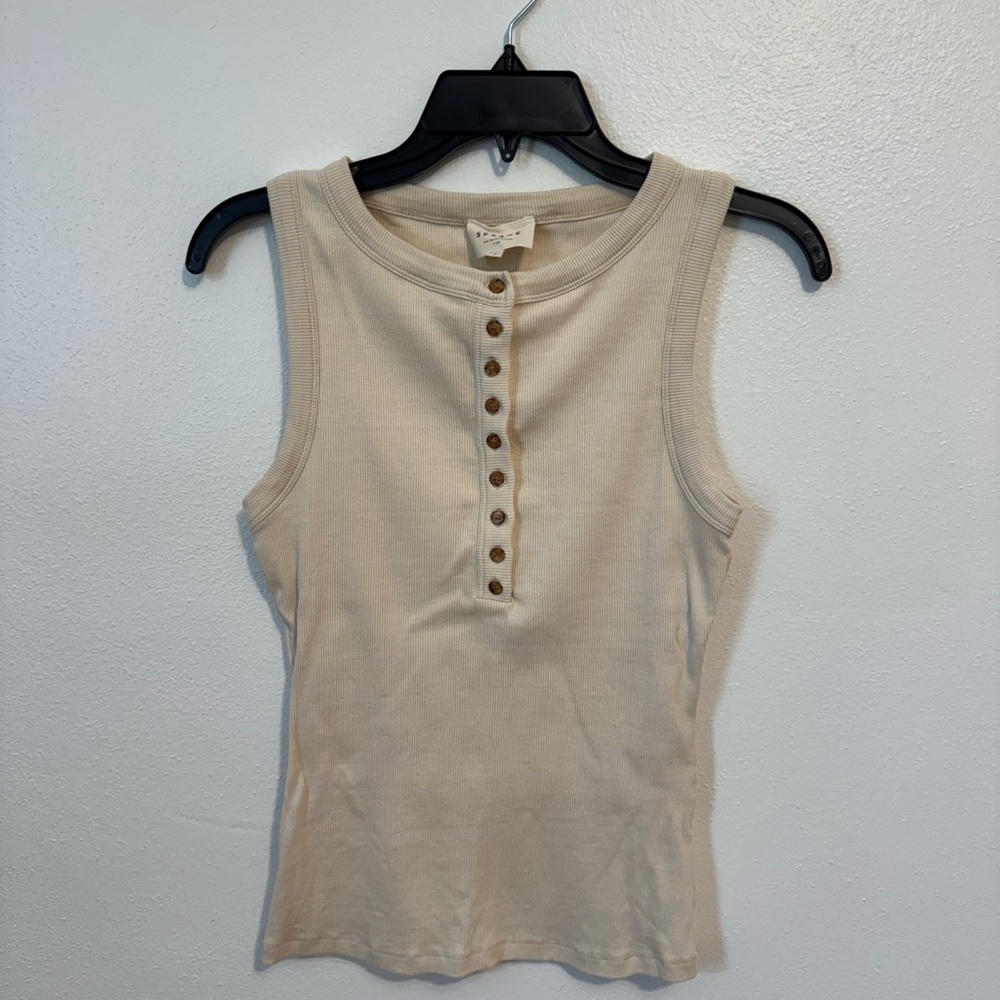 Sezane Beige Button-Front Tank Top